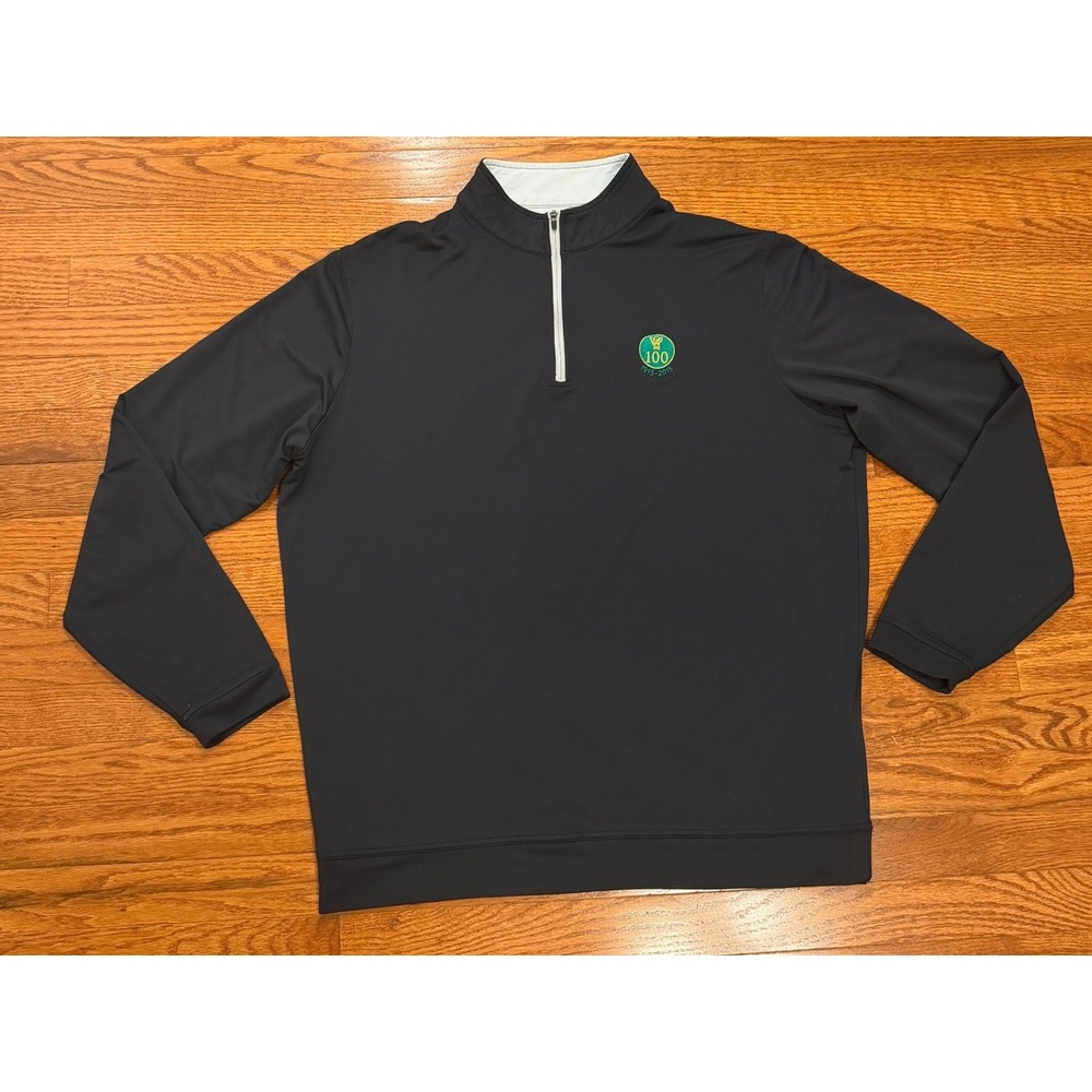 Peter Millar Perth Performance 1/4 Zip Golf Pullover Shirt Mens XL Black Wicking